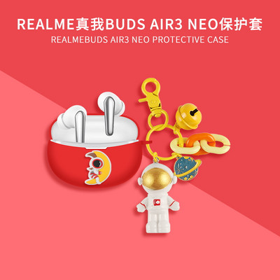 Realme Buds Air 3 futrālim, 3D jauka karikatūras raksta silikona Bluetooth austiņu vāciņš Realme Buds Air 3 ar atslēgu piekariņu Fundas