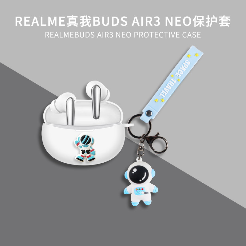 Realme Buds Air 3 futrālim, 3D jauka karikatūras raksta silikona Bluetooth austiņu vāciņš Realme Buds Air 3 ar atslēgu piekariņu Fundas