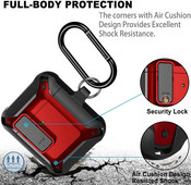 „Airpods Pro 2“ dėklai [Secure Lock] Tvirtas vyrų apsauginis dėklas su / raktų pakabučiu TPU + PC šarvai prabangūs „Airpods 1 2 3 Pro“ dėklas