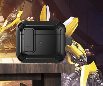 „Airpods Pro 2“ dėklai [Secure Lock] Tvirtas vyrų apsauginis dėklas su / raktų pakabučiu TPU + PC šarvai prabangūs „Airpods 1 2 3 Pro“ dėklas