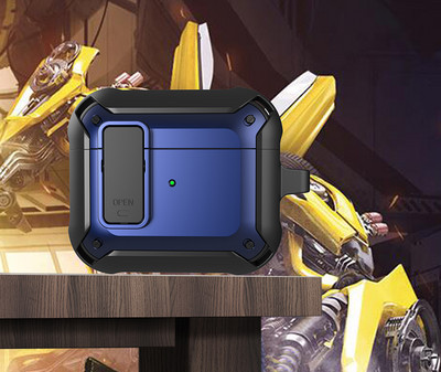 „Airpods Pro 2“ dėklai [Secure Lock] Tvirtas vyrų apsauginis dėklas su / raktų pakabučiu TPU + PC šarvai prabangūs „Airpods 1 2 3 Pro“ dėklas