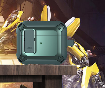 „Airpods Pro 2“ dėklai [Secure Lock] Tvirtas vyrų apsauginis dėklas su / raktų pakabučiu TPU + PC šarvai prabangūs „Airpods 1 2 3 Pro“ dėklas