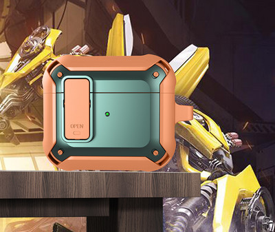 „Airpods Pro 2“ dėklai [Secure Lock] Tvirtas vyrų apsauginis dėklas su / raktų pakabučiu TPU + PC šarvai prabangūs „Airpods 1 2 3 Pro“ dėklas