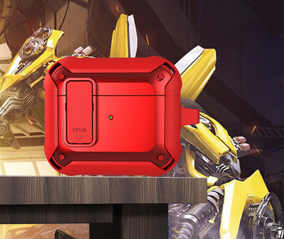 „Airpods Pro 2“ dėklai [Secure Lock] Tvirtas vyrų apsauginis dėklas su / raktų pakabučiu TPU + PC šarvai prabangūs „Airpods 1 2 3 Pro“ dėklas