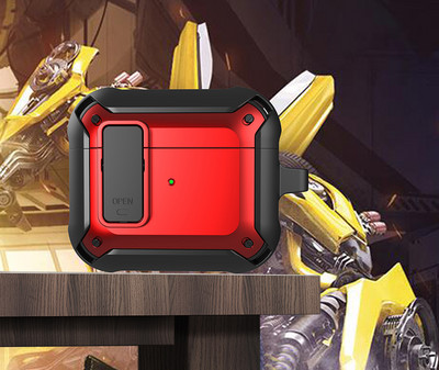 „Airpods Pro 2“ dėklai [Secure Lock] Tvirtas vyrų apsauginis dėklas su / raktų pakabučiu TPU + PC šarvai prabangūs „Airpods 1 2 3 Pro“ dėklas