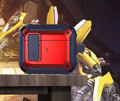 „Airpods Pro 2“ dėklai [Secure Lock] Tvirtas vyrų apsauginis dėklas su / raktų pakabučiu TPU + PC šarvai prabangūs „Airpods 1 2 3 Pro“ dėklas