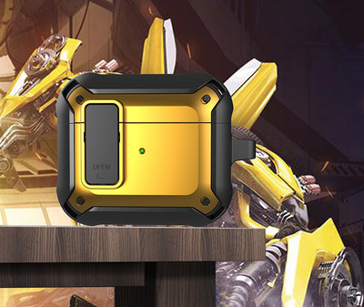 „Airpods Pro 2“ dėklai [Secure Lock] Tvirtas vyrų apsauginis dėklas su / raktų pakabučiu TPU + PC šarvai prabangūs „Airpods 1 2 3 Pro“ dėklas