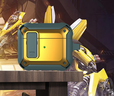 „Airpods Pro 2“ dėklai [Secure Lock] Tvirtas vyrų apsauginis dėklas su / raktų pakabučiu TPU + PC šarvai prabangūs „Airpods 1 2 3 Pro“ dėklas