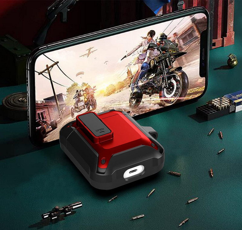 „Airpods Pro 2“ dėklai [Secure Lock] Tvirtas vyrų apsauginis dėklas su / raktų pakabučiu TPU + PC šarvai prabangūs „Airpods 1 2 3 Pro“ dėklas