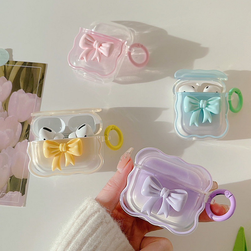 Korejas rozetes gradienta priekšgala mezgla futrālis Apple Airpods 1 2 Pro 3 2021 Bluetooth austiņu uzlādes kastes mīksts caurspīdīgs vāciņš