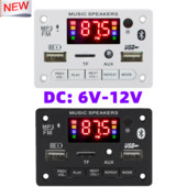 6V 12V Bluetooth 5.0 MP3 dekódoló tábla modul vezeték nélküli autós USB MP3 lejátszó TF kártyahely USB FM mikrofonos kihangosító vezérléssel