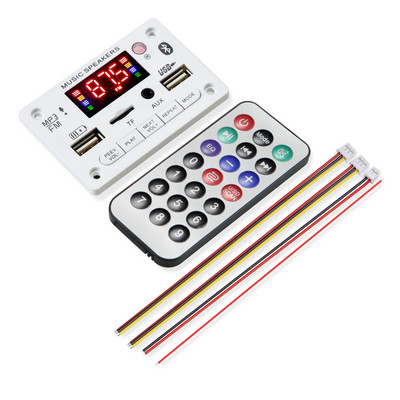 6V 12V Bluetooth 5.0 MP3 dekódoló tábla modul vezeték nélküli autós USB MP3 lejátszó TF kártyahely USB FM mikrofonos kihangosító vezérléssel