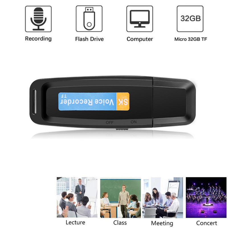 Mini 32/16G diktofons U-diska zibatmiņas disks digitālais audio ierakstītājs USB balss ierakstītājs pildspalvas atbalsts Mini SD atmiņas karte TF karte