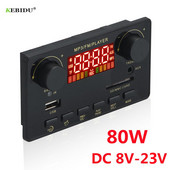 2*40W 80W pastiprinātājs Bluetooth 5.0 MP3 atskaņotājs WAV dekodera plate 12V auto FM radio moduļa atbalsts TF USB AUX brīvroku zvanu ieraksts