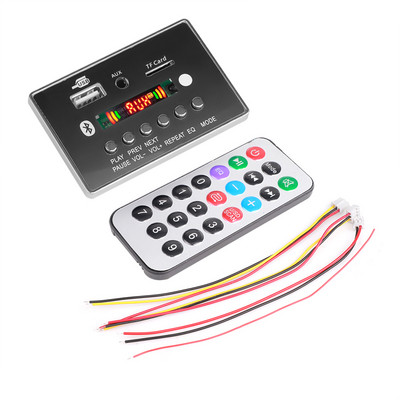 Bluetooth 5.0 MP3-dekoodri dekodeerimisplaadi moodul 5 v 12v auto USB MP3-mängija WMA WAV TF-kaardi pesa / USB / FM-kaugplaadi moodul