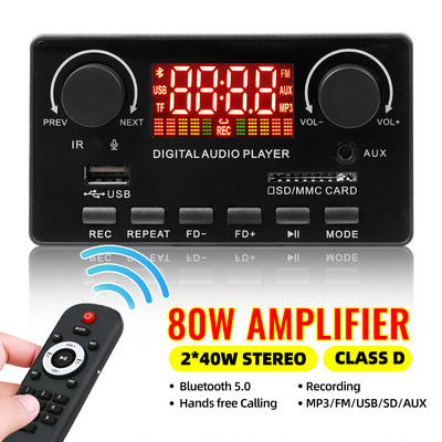 MP3 WMA dekóder tábla vezeték nélküli Bluetooth 5.0 7V-25V dekóder autós MP3 lejátszó USB felvevő modul FM AUX rádió hangszóróhoz kihangosítóhoz