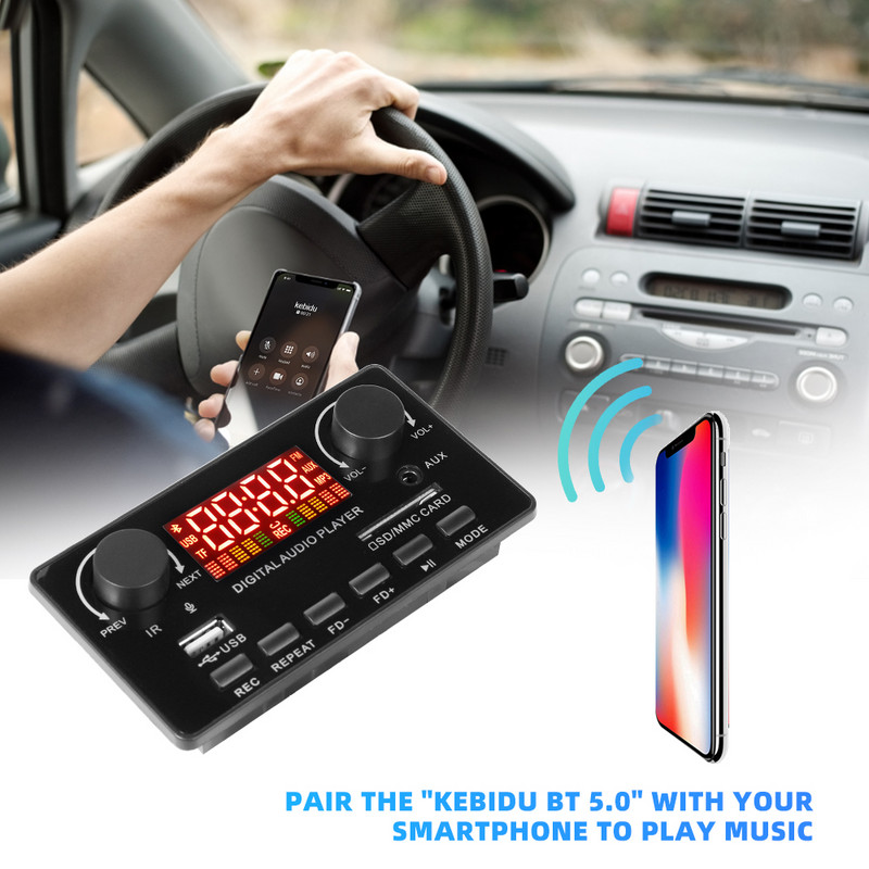MP3 WMA ploča dekodera Bežični Bluetooth 5.0 7V-25V dekoder Auto MP3 player USB modul za snimanje FM AUX radio za zvučnik Handsfree