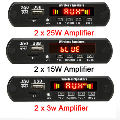 2*15W/2*25W erősítő MP3 lejátszó modul Bluetooth kompatibilis 5.0 dekóder tábla 12 V 50 W erősítő autós FM rádió modul mp3 lejátszók