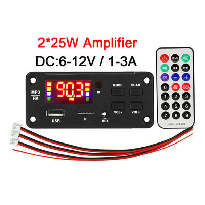 2*15W/2*25W erősítő MP3 lejátszó modul Bluetooth kompatibilis 5.0 dekóder tábla 12 V 50 W erősítő autós FM rádió modul mp3 lejátszók