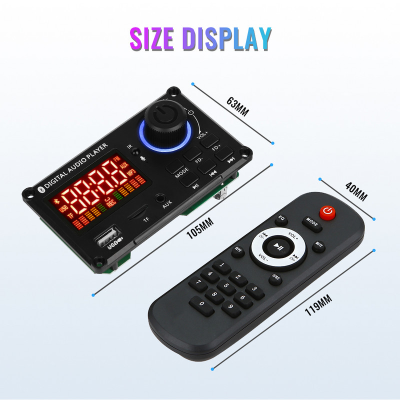 2*50W pastiprinātājs MP3 dekodera plate DC 12V 100W mapju pārslēgšana brīvroku Bluetooth DIY auto MP3 atskaņotājs FM radio AUX TF USB ieraksts