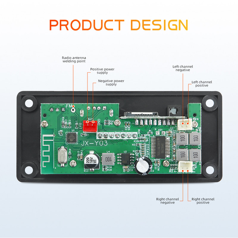 2*60W 120W võimendi Bluetooth 5.0 MP3 dekoodri tahvel DC 12V 24V muusikapleier USB LINE IN FM raadio salvestamine vabakäekõne