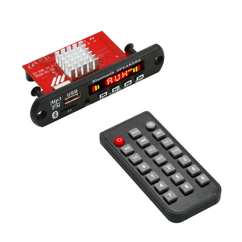 2*60W võimendi 120W DC 8-24V MP3-dekoodri tahvel Kõnede salvestamine Bluetooth5.0 auto MP3-mängija USB-moodul FM kaugjuhtimispuldiga