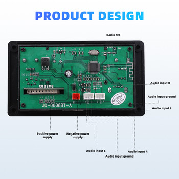 LCD дисплей с текстове на песни Bluetooth 5.0 MP3 декодер Платка Поддържа Handsfree запис FM DC 12V MP3 WMA WAV APE FLAC Аудио плейър