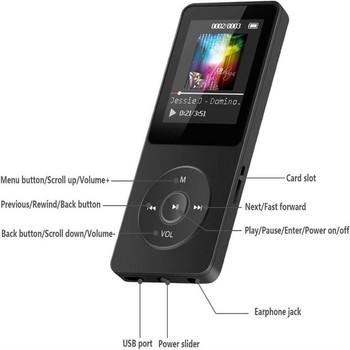 Συσκευή αναπαραγωγής μουσικής MP3 συμβατή με Bluetooth, φορητό ραδιόφωνο Fm χωρίς απώλειες Εξωτερική εξαιρετικά λεπτή συσκευή εγγραφής MP3 για φοιτητές