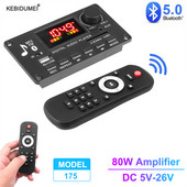 80W erősítő MP3 dekóder tábla 12V 2*40W Bluetooth 5.0 autós FM rádió modul 5V-26V hívásfelvétel MP3 lejátszó támogatás TF USB AUX WAV