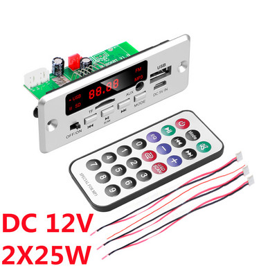 Kebidu Hands-free MP3 Player ploča dekodera 12V Bluetooth 5.0 50W pojačalo Auto FM radio modul Podrška FM TF USB AUX snimači