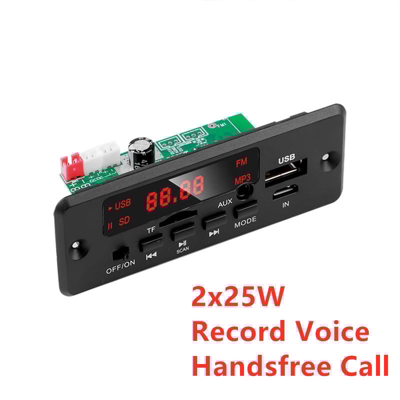 Kebidu Hands-free MP3 Player ploča dekodera 12V Bluetooth 5.0 50W pojačalo Auto FM radio modul Podrška FM TF USB AUX snimači