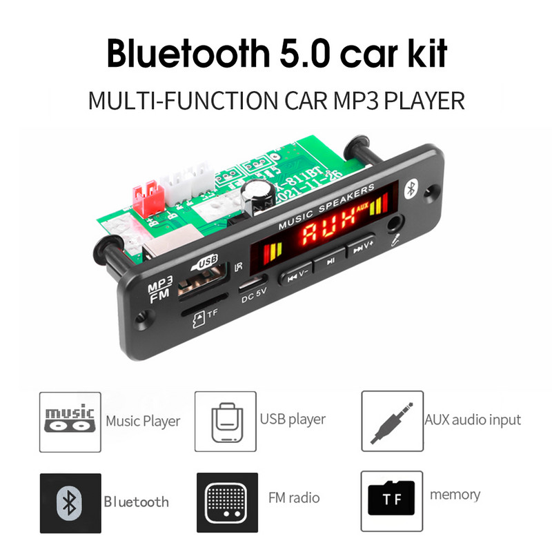 2*20W 40W pastiprinātājs MP3 atskaņotāja dekodera plate 6V-12V Bluetooth 5.0 auto FM radio moduļa atbalsts TF USB AUX 3.5 WMA atskaņotāja dekodētājs