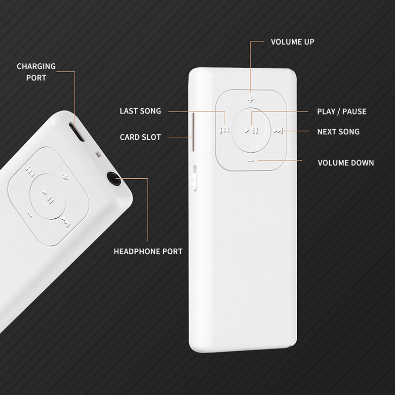Mini player de muzică MP3 Stereo portabil Player MP3 de muzică Suport card TF de 128 GB Sport de modă Alergare Student Walkman