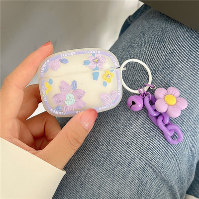 Mäkké silikónové puzdro pre AirPods 1 2 Pro, štvorcový ochranný kryt, príslušenstvo pre slúchadlá s kvetinovou ozdobou s úsmevom a sedmokráskou
