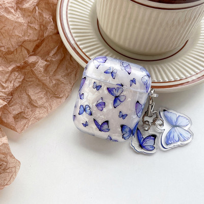Dreamy Butterfly Shell Breloc Brățară Decorați Husă pentru AirPods 1 2 Pro pentru Airpods 3 Husă drăguță, moale, rezistentă la șocuri