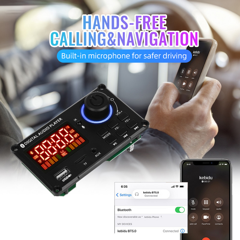 50W pojačalo DC 8-24V DIY ploča MP3 dekodera Bluetooth 5.0 MP3 player za auto USB FM LINE IN Handsfree snimanje poziva Kontrola glasnoće