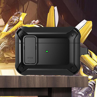 Switch Lock TPU+PC Bluetooth ausinių dėklas, skirtas Airpods 3 2021 Pro 2 Luxury Armor ausinių dėklas, skirtas Airpods 1/2/Pro Cover