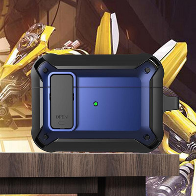 Switch Lock TPU+PC Bluetooth ausinių dėklas, skirtas Airpods 3 2021 Pro 2 Luxury Armor ausinių dėklas, skirtas Airpods 1/2/Pro Cover