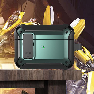 Switch Lock TPU+PC Bluetooth ausinių dėklas, skirtas Airpods 3 2021 Pro 2 Luxury Armor ausinių dėklas, skirtas Airpods 1/2/Pro Cover