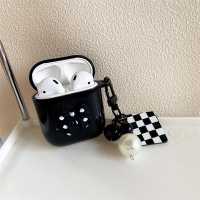 Husă drăguță, retro, bej, pentru Apple AirPods 1 2, a treia generație, husă Bear Cherry pentru AirPods Pro Husă, breloc, șnur, husă de lux
