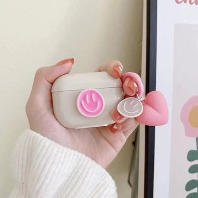 Husă drăguță, retro, bej, pentru Apple AirPods 1 2, a treia generație, husă Bear Cherry pentru AirPods Pro Husă, breloc, șnur, husă de lux