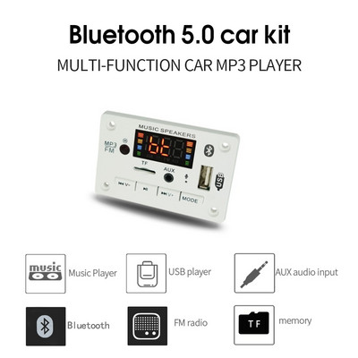 Kihangosító MP3 lejátszó dekóder tábla 5V 12V Bluetooth 5.0 autós FM rádió modul támogatás FM TF USB AUX felvevők