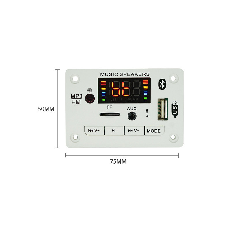 Placă de decodor pentru player MP3 fără mâini 5V 12V Bluetooth 5.0 Modul radio FM pentru mașină Suport FM TF USB AUX Recordere