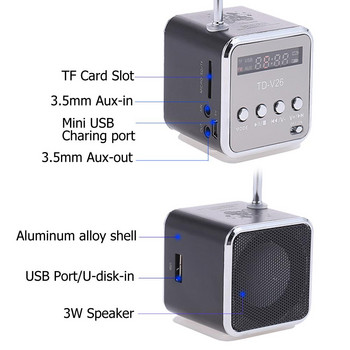 Преносим автомобилен стайлинг Алуминиева сплав Micro USB Mini Stereo Super Bass Speaker Ubwoofer Musica MP3/4 FM Radio Receiver HOT Sale