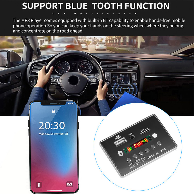 5V 12V auto MP3 prehrávač Bluetooth MP3 dekodér dekódovacia doska modul diaľkovej dosky podpora TF USB FM rekordér hovory handsfree