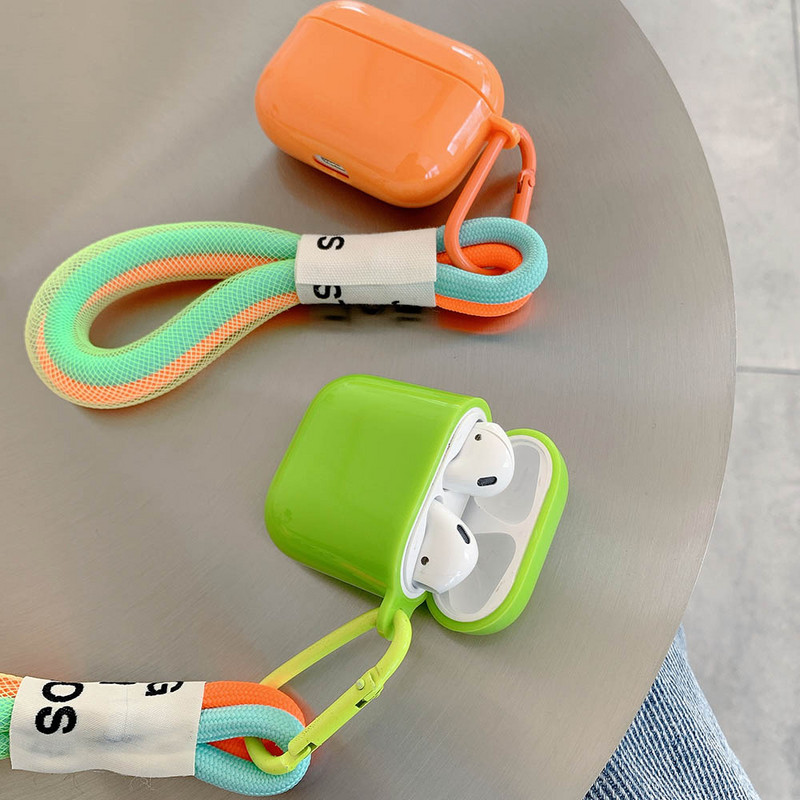 Za Airpods 2 Pro 1 3 Futrola za slušalice Fluorescencija Narančasta Zelena Kućišta za privjeske za ključeve Slatka mekana silikonska jednobojna maska za slušalice