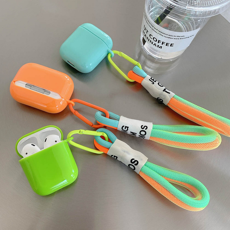 Za Airpods 2 Pro 1 3 Futrola za slušalice Fluorescencija Narančasta Zelena Kućišta za privjeske za ključeve Slatka mekana silikonska jednobojna maska za slušalice