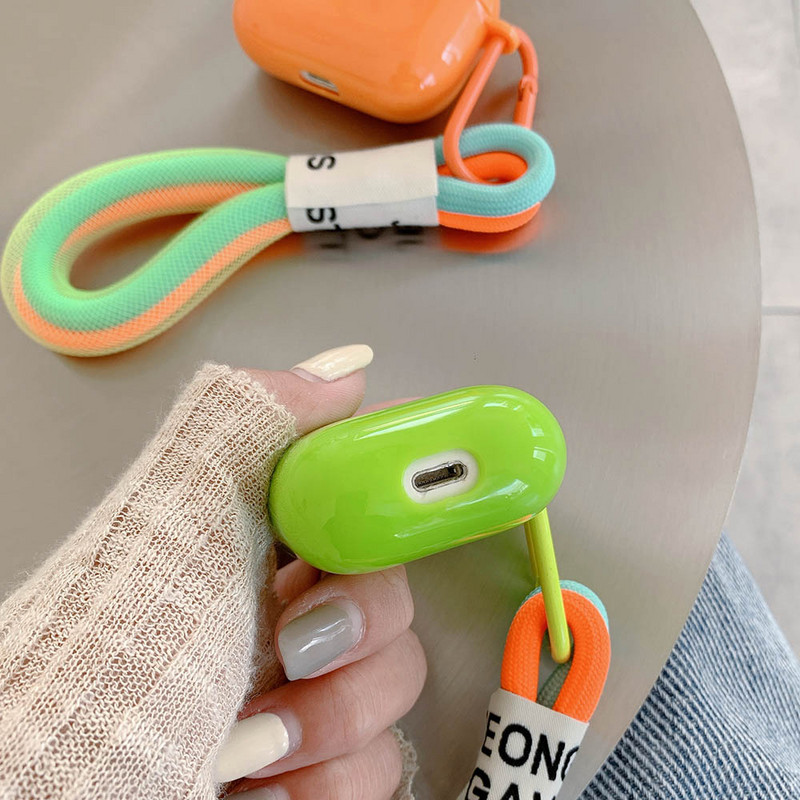 Za Airpods 2 Pro 1 3 Futrola za slušalice Fluorescencija Narančasta Zelena Kućišta za privjeske za ključeve Slatka mekana silikonska jednobojna maska za slušalice