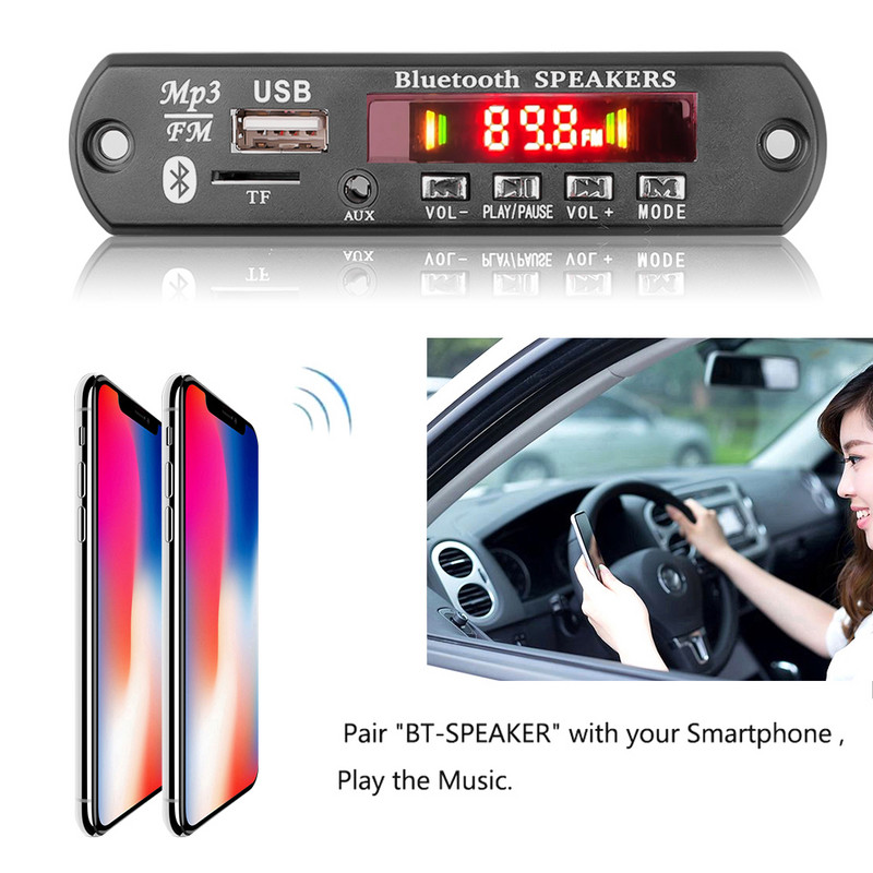 120W pastiprinātājs MP3 dekodera plate 2*60W 8-24V Bluetooth5.0 auto atskaņotājs USB ierakstīšanas modulis FM AUX radio skaļrunim brīvroku ierīcei