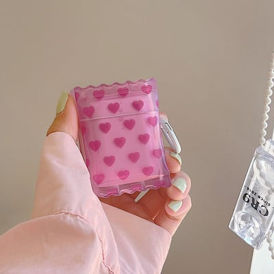 Husă pentru căști Pink Heart Candy pentru AirPods 1/2 3 Pro 2 Husă de protecție pentru AirPod 3rd Husă Sweet Rose Red Girls Shell Breloc